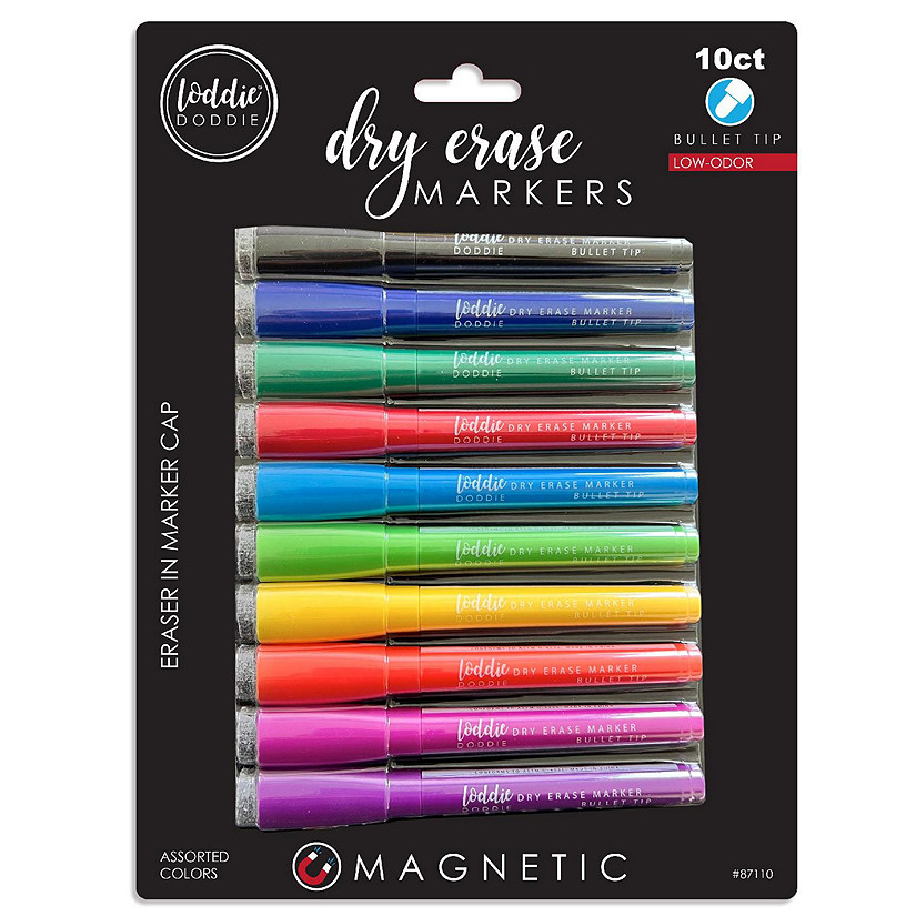 Loddie Doddie - 10ct Magnetic Dry Erase Markers with Eraser Caps Image