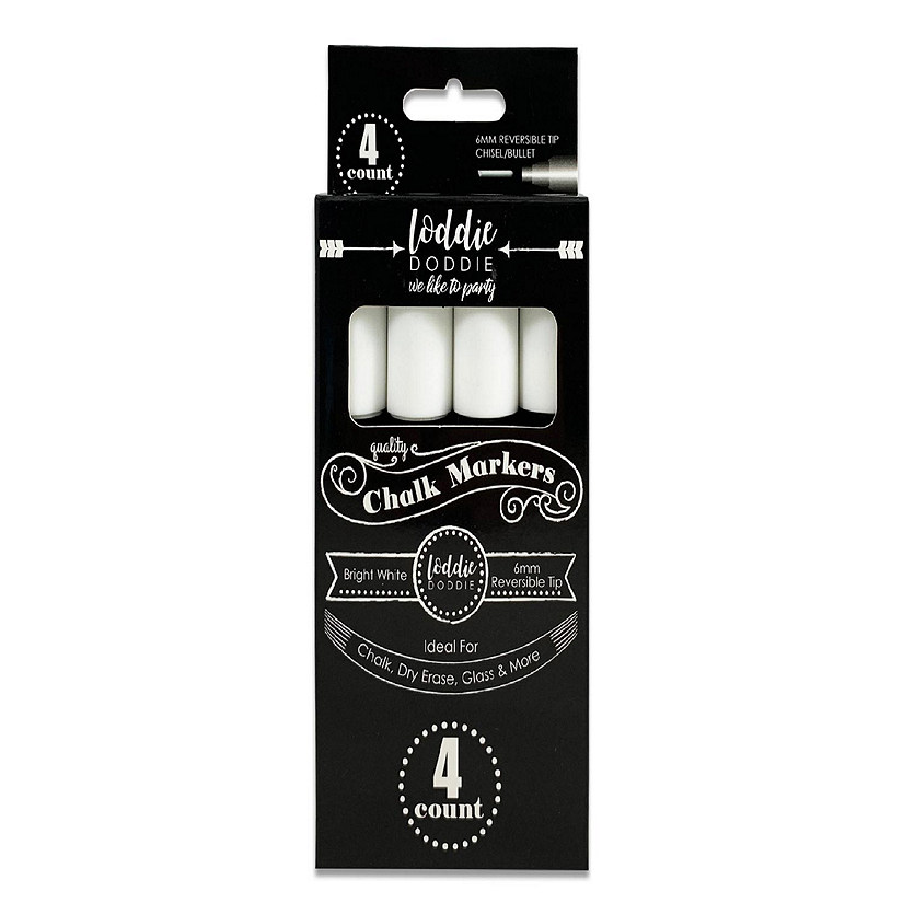 Loddie Doddie 4ct Liquid Chalk Markers Bright White