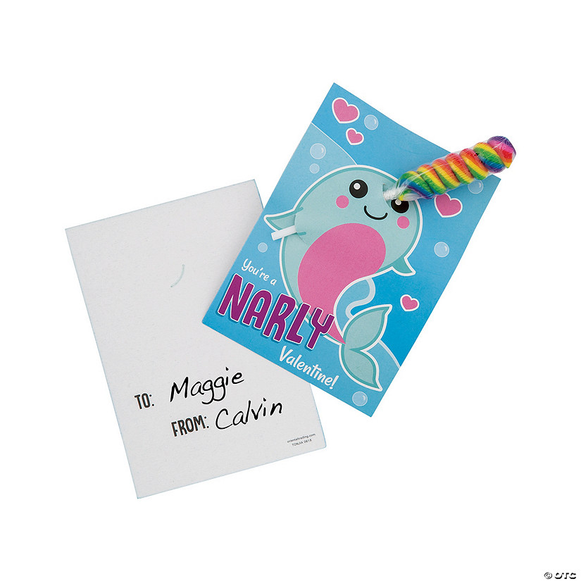 Lollipops Valentine Exchanges with Narwhal Card for 24 Image