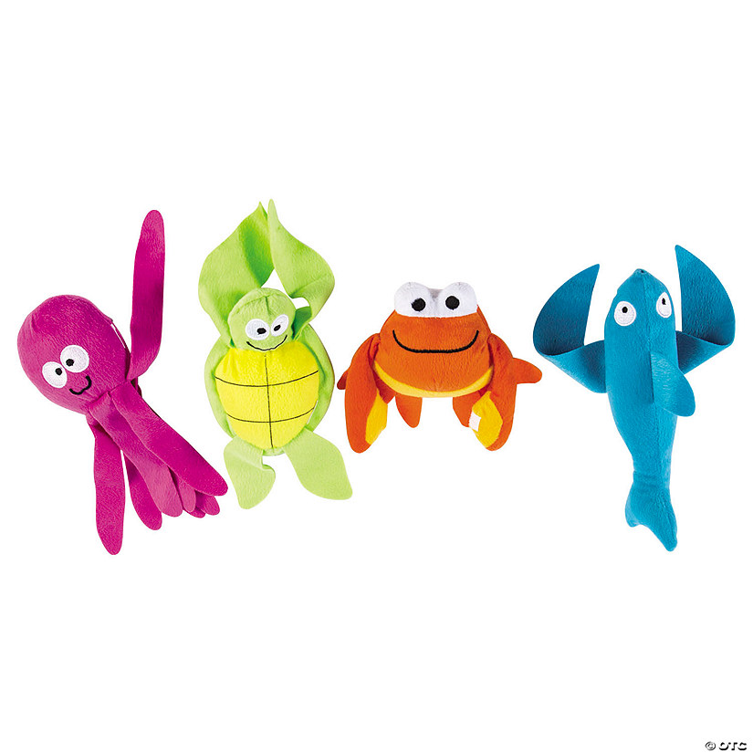 Long Arm Purple, Green, Orange & Blue Stuffed Sea Creatures - 12 Pc. Image