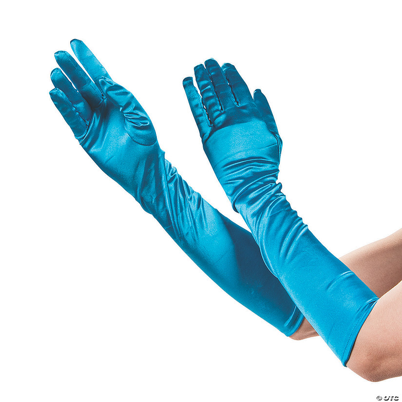 Long Blue Ice Princess Gloves | Oriental Trading