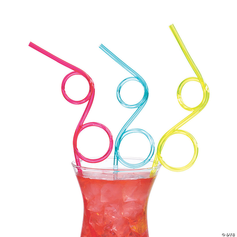 Plastic Crazy Loop Straws, Assorted, 4ct
