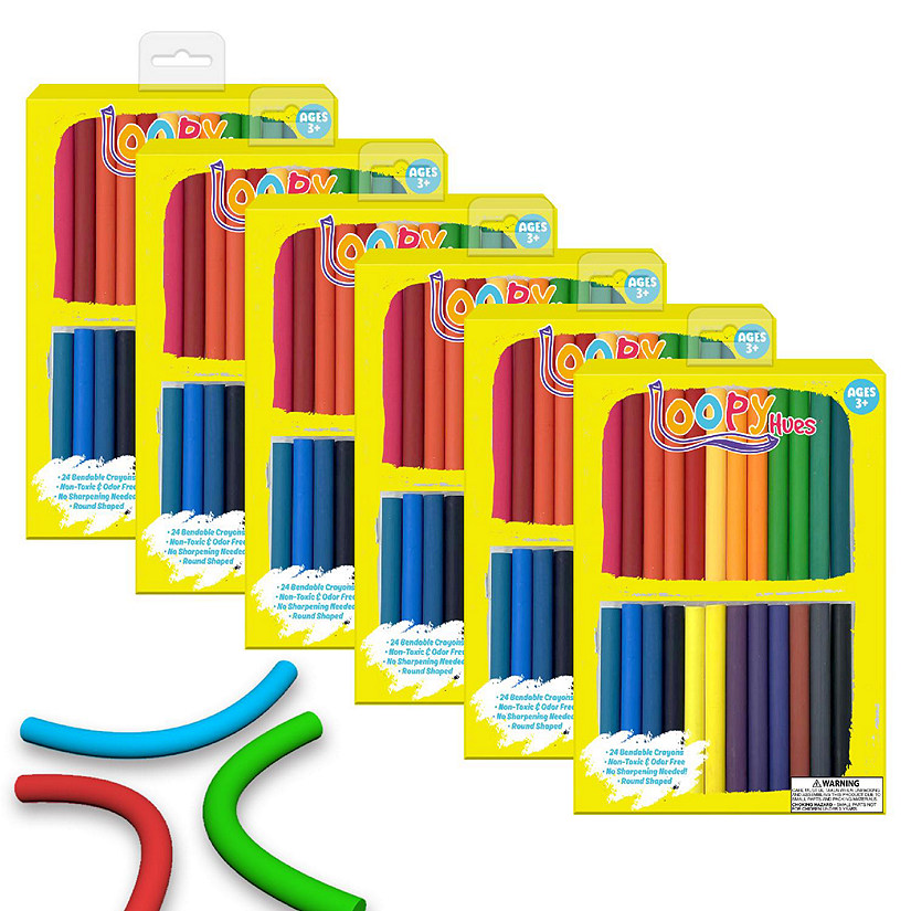 Loopy Hues Round Shaped Bendable Crayons - 24 Per Pack,  6 Packs Image