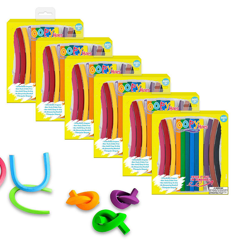 Loopy Hues Triangular Shaped Bendable Crayons - 12 Per Pack,  6 Packs Image