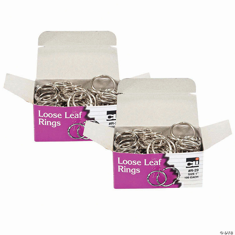 Loose Leaf Book Rings, 1" Diameter, 100 Per Box, 2 Boxes Image