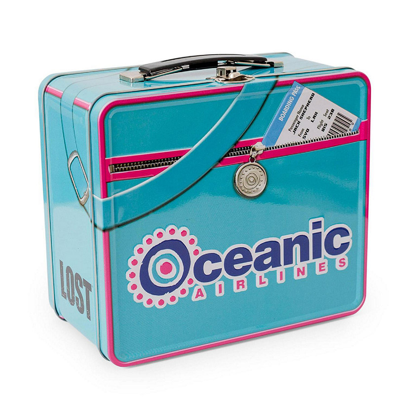 LOST Oceanic Airlines Metal Tin Lunch Box Tote  8 x 7 x 4 Inches Image