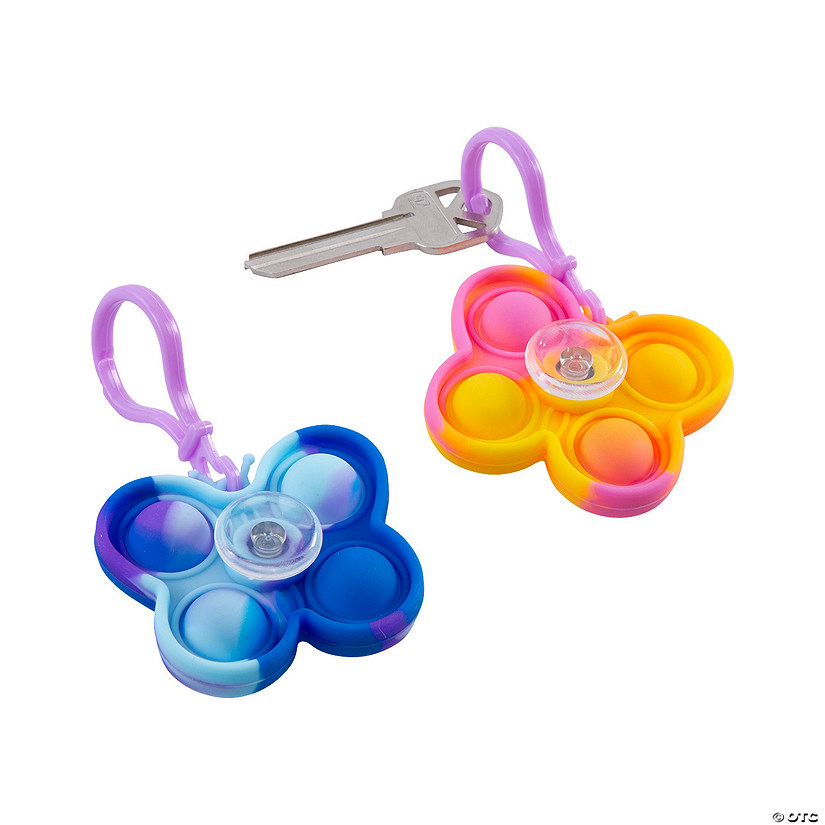 Lotsa Pops Popping Toy Butterfly Spin Backpack Clip Keychains - 12 Pc. Image