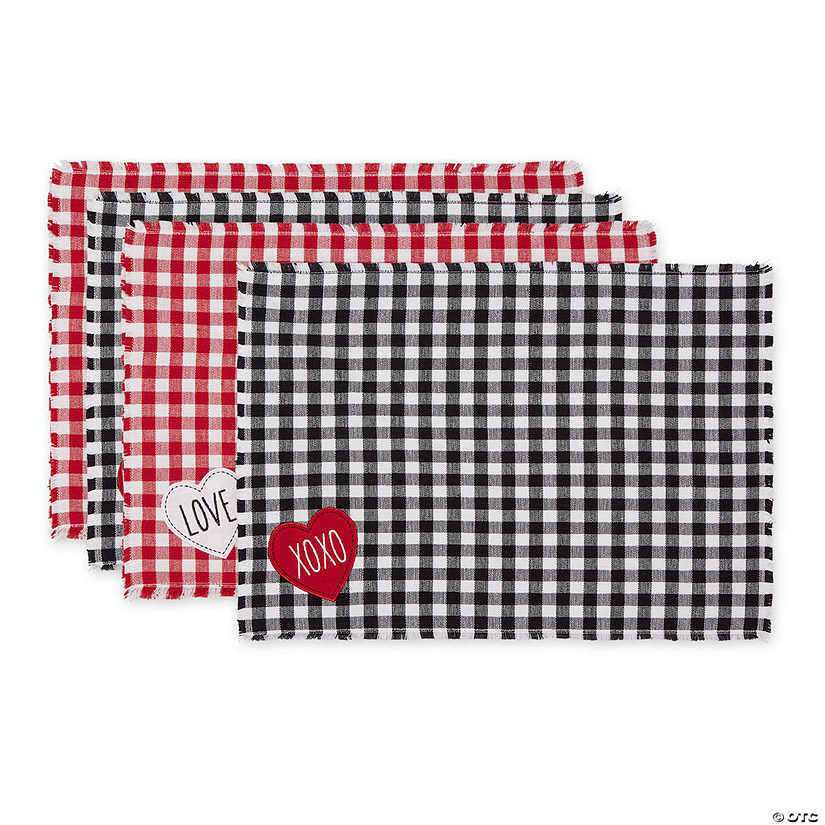 Love And Xoxo Checkers Embellished Placemats (Set Of 4) Image