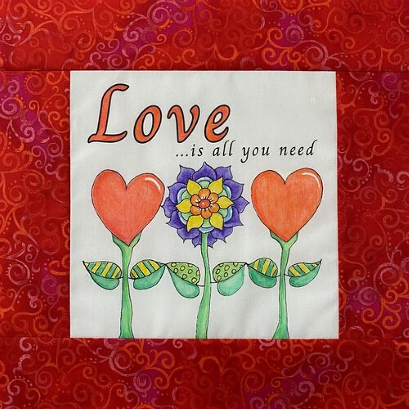 Love is all you need Pre Printed mini quilts ready to color by Lauretta Crites Image