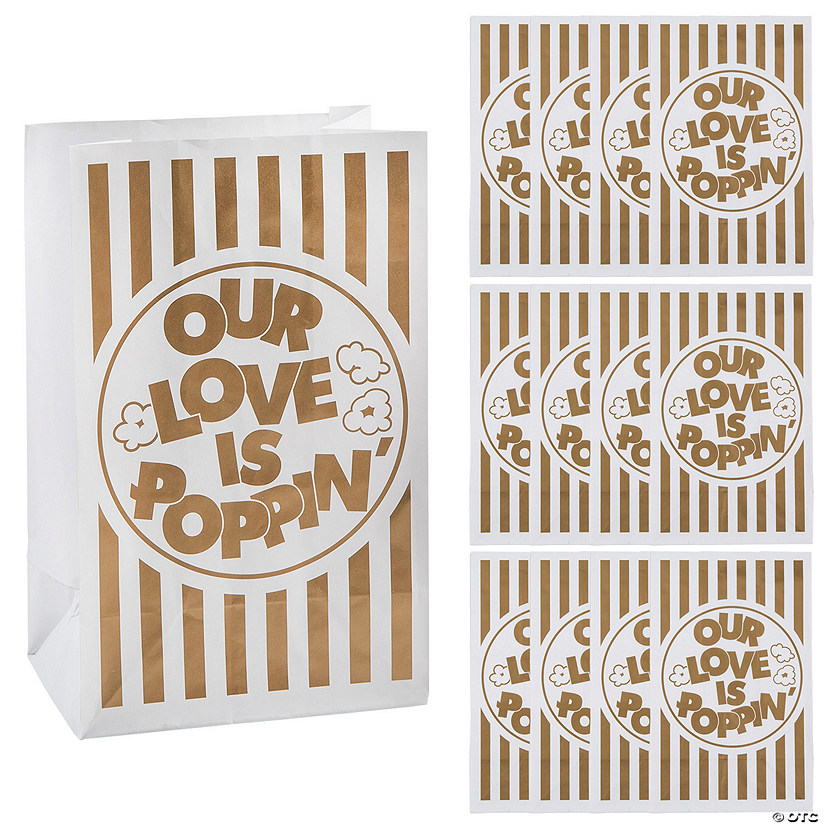 Love is Poppin&#8217; Paper Popcorn Bags - 12 Pc. Image