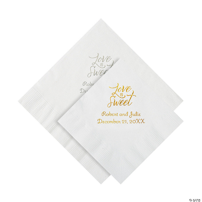 Love Is Sweet Personalized Napkins - Beverage or Luncheon Image