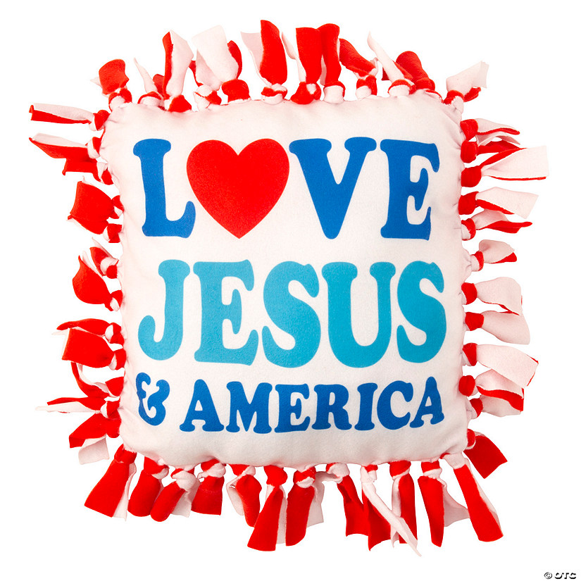 Love Jesus & America Fleece Tied Pillow Craft Kit - Makes 6 Image