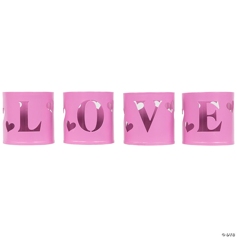 Love Valentine's Day Metal Votive Candle Holders - 2.75" - Set of 4 Image