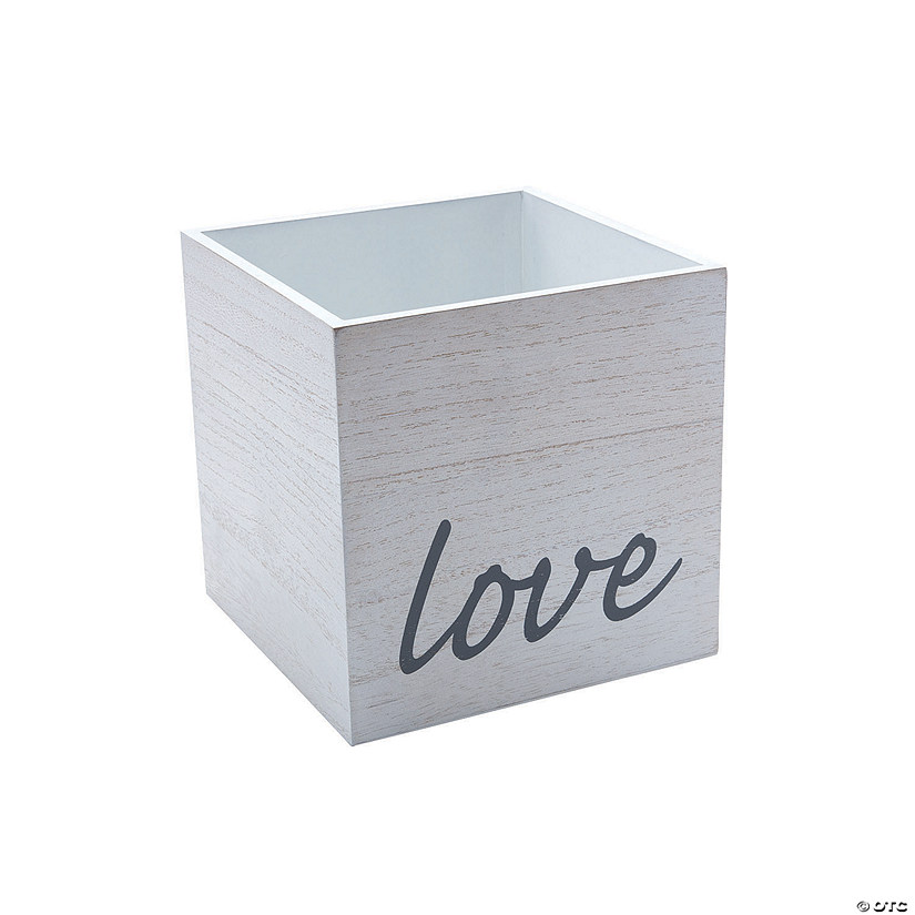 Love Whitewashed Wood Box Image
