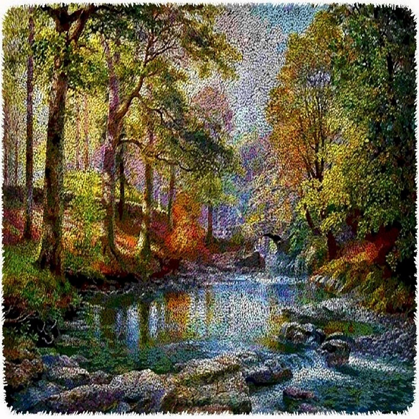 Forest River Rug Making Latch Hooking Kit (87x61cm print