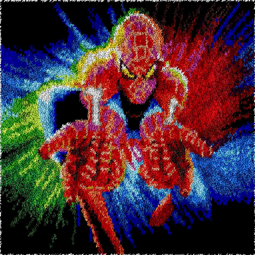 Superhero Rug Making Latch Hooking Kit (102x69cm Printed