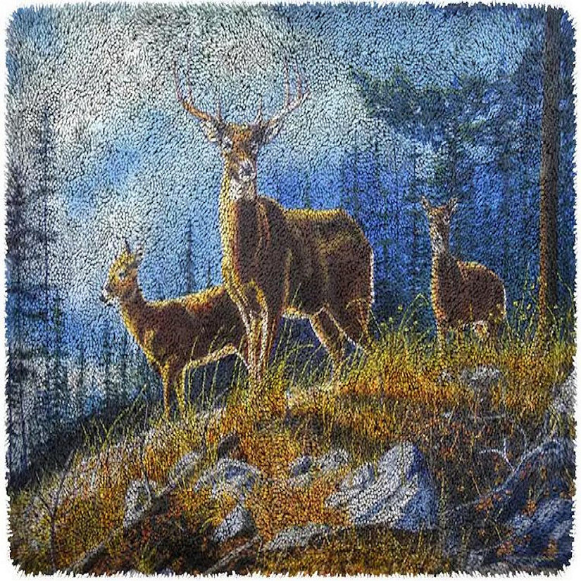 Three Deer Rug Making Latch Hooking Kit (87x61cm print