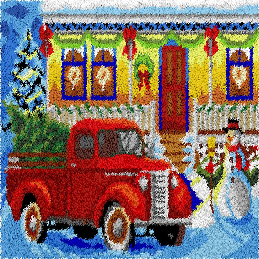 LovelyLust.com Vintage Christmas Rug Making Latch Hooking Kit (122x92cm Printed canvas) Image
