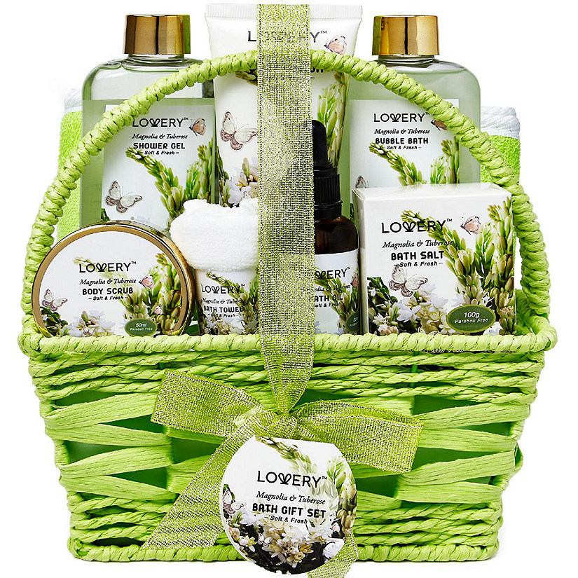 Lovery Bath and Body Gift Basket - Magnolia Tuberose Home Spa 9 pc Set Image