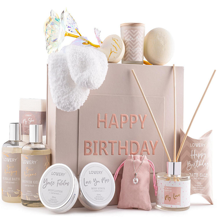Lovery Birthday Gift Basket - Bath & Spa Gift Set for Women - Luxury Birthday Spa Gift Box Image
