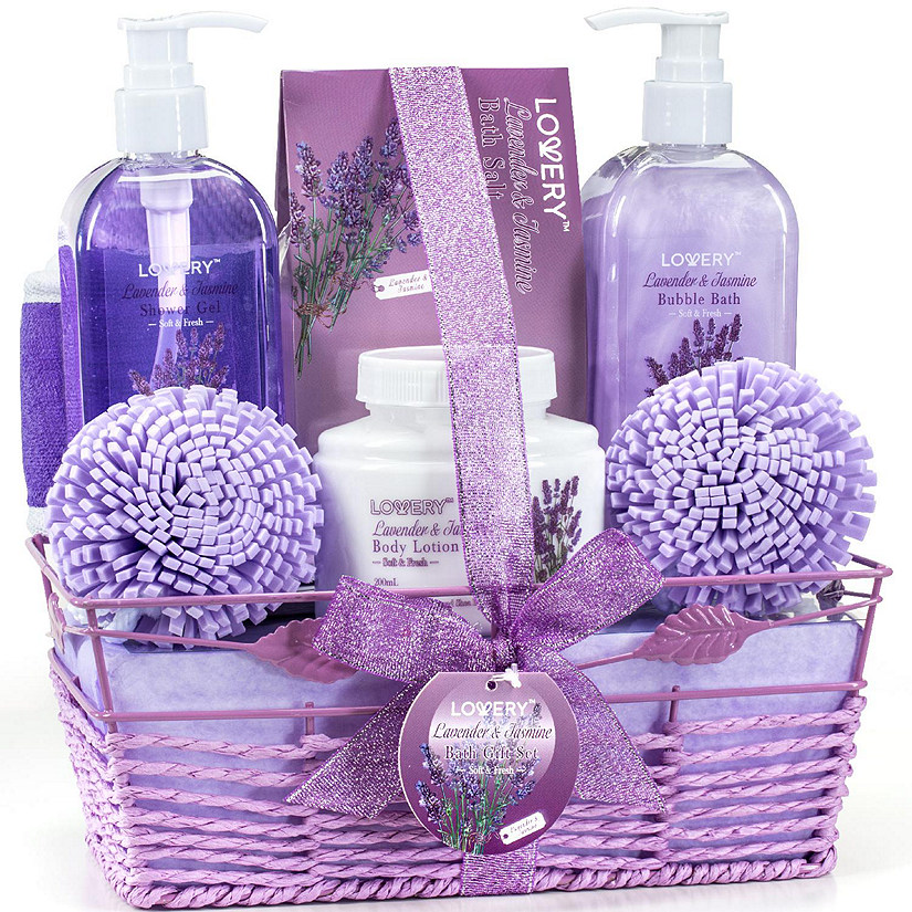 Lovery Home Spa Gift Baskets -  Lavender & Jasmine Home Spa - 8pc Set Image
