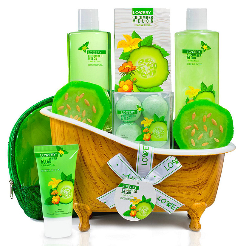 Lovery Home Spa Gift Set - Aromatherapy Kit - Natural Cucumber & Organic Melon - 12 pc Image