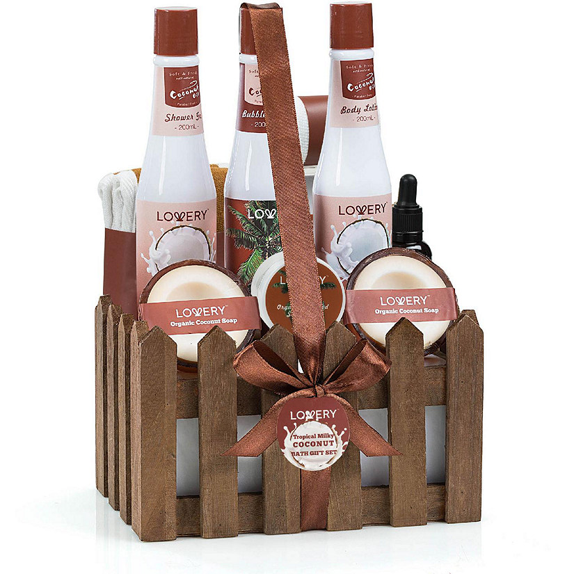 Lovery Organic Spa Gift Basket in Heavenly Coconut Scent - Deluxe 16 pc Image