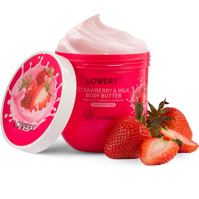 Lovery Strawberry Milk Body Butter - 12oz Ultra-Hydrating Shea Butter Body Cream Image