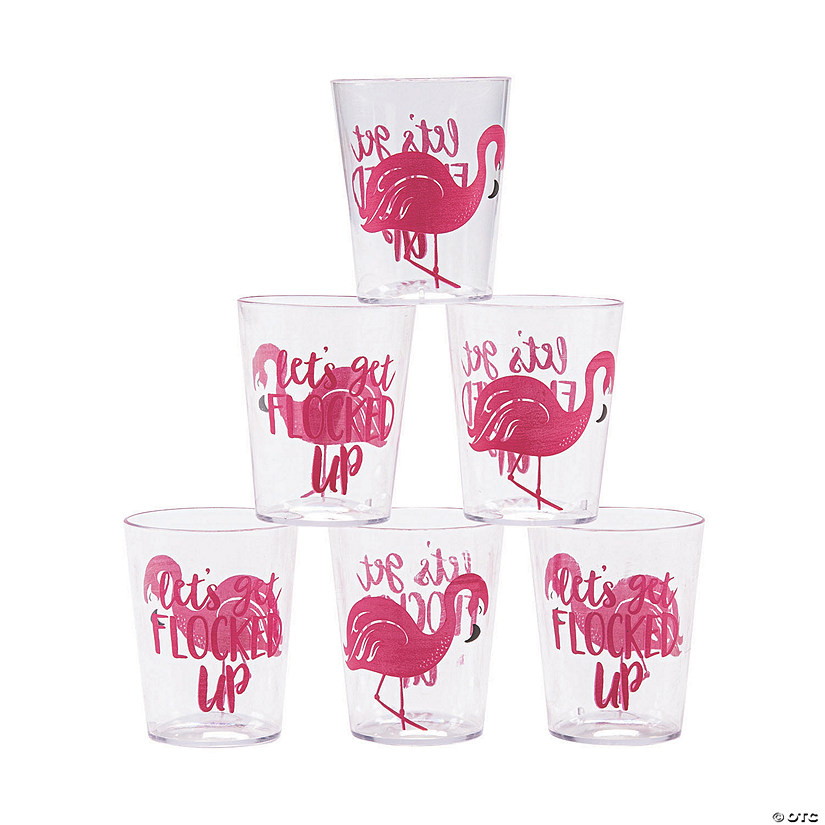 Luau Flamingo BPA-Free Plastic Shot Glasses - 24 Ct. Image