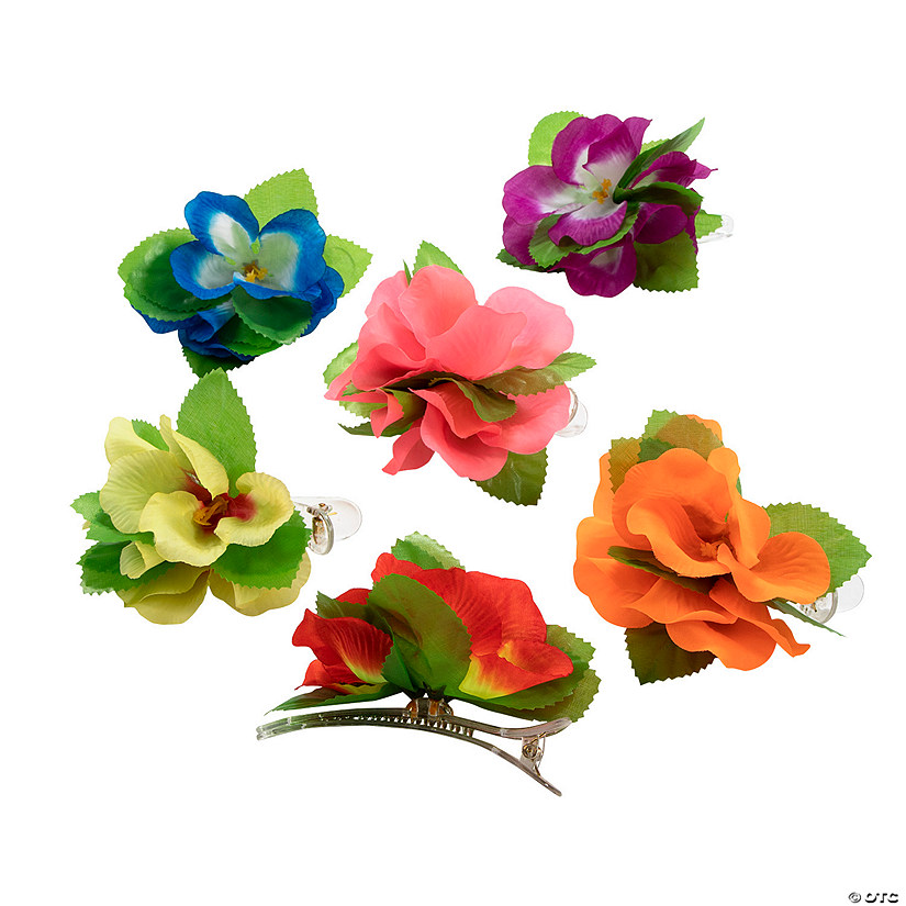 Luau Flower Hair Clips - 12 Pc. - Discontinued