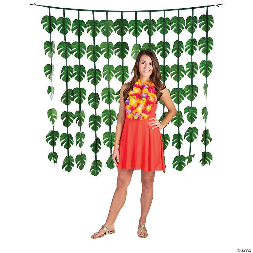 Luau Palm Leaves Curtain Backdrop Image