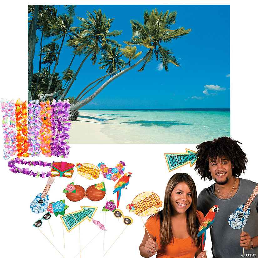 Luau Party Photo Booth Backdrop & Props Kit - 27 Pc. Image