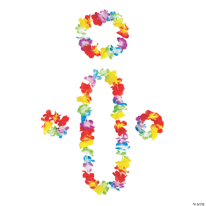 Luau Rainbow Polyester Lei Accessory Sets - 12 Sets Image