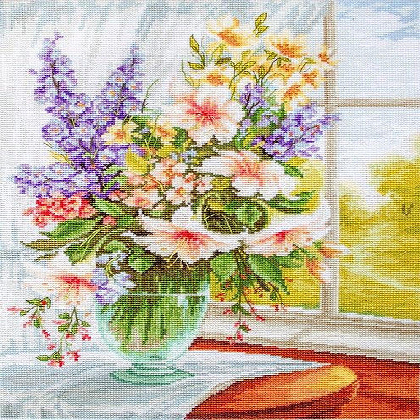 Luca-S - Flowers at the Window BU4015L Counted Cross-Stitch Kit Image