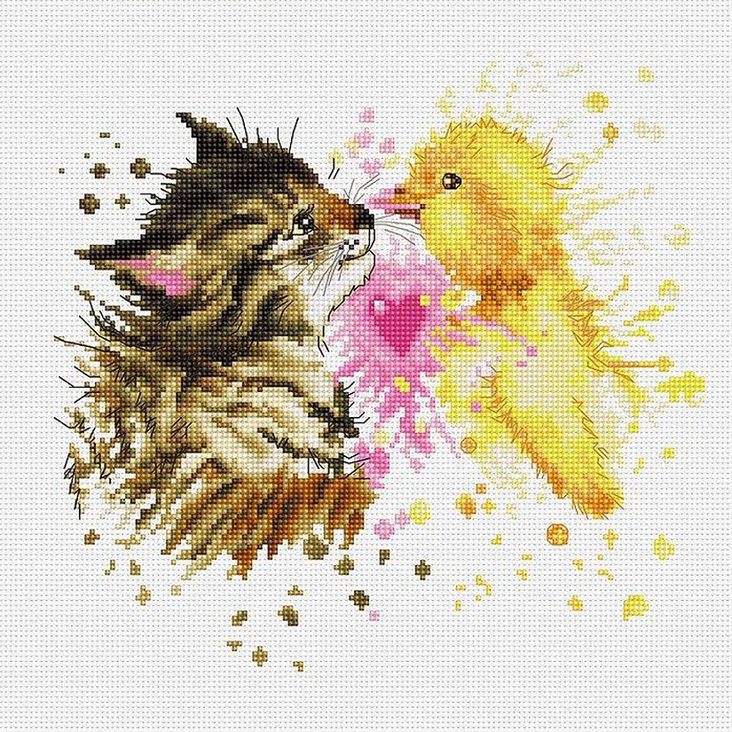 Luca-S - Kitten and Duckling B2301L Counted Cross-Stitch Kit Image