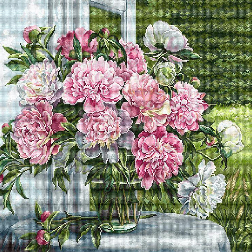 Luca-S - Peonies by the window B594L Counted Cross Stitch kit Image