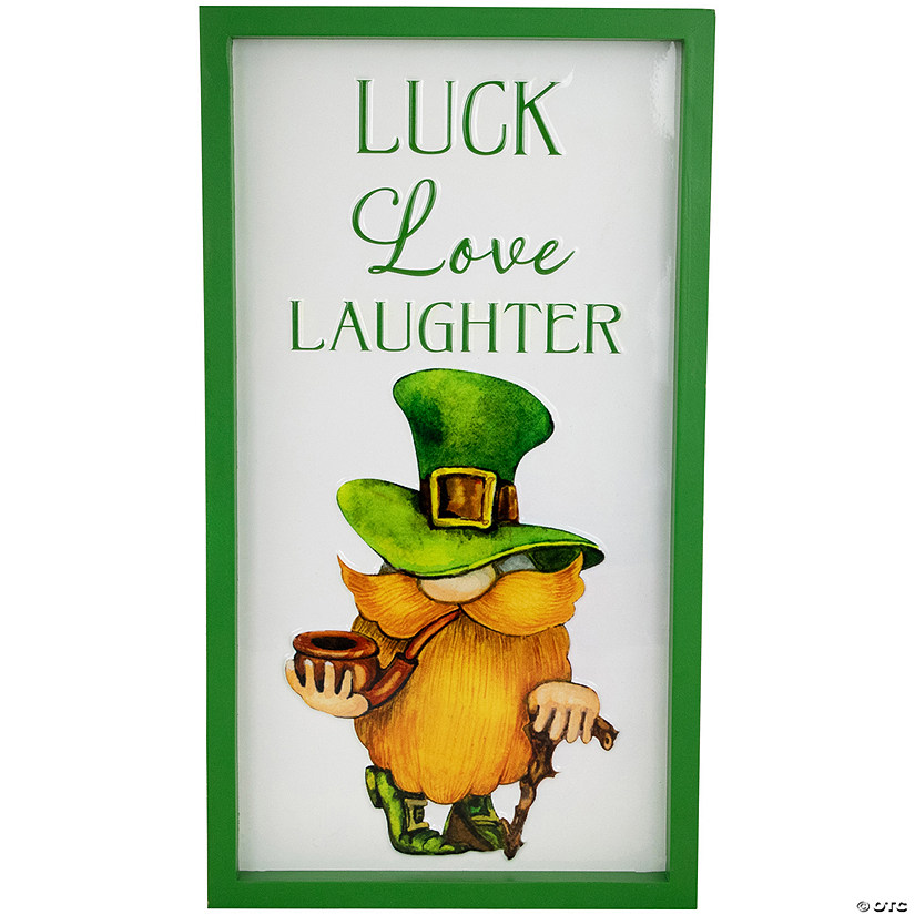 Luck Love Laughter St. Patricks Day Framed Wall Sign - 18" Image