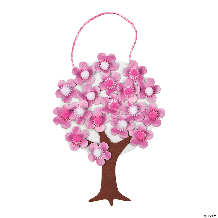Lunar New Year Cherry Blossom Tree Pom-Pom Craft Kit - Makes 12 Image