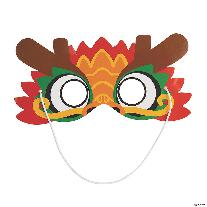 Lunar New Year Dragon Paper Masks- 12 Pc. Image
