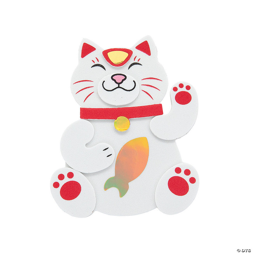 Lunar New Year Lucky Cat Magnet Craft Kit - Makes 12 Image