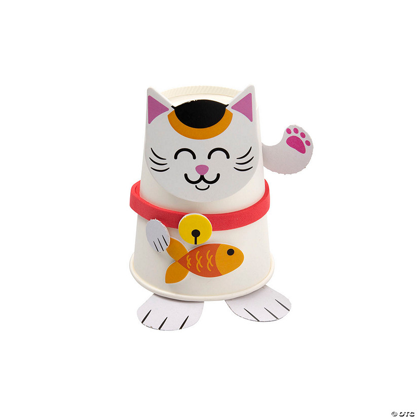 Lunar New Year Lucky Cat Paper Cup Craft Kit - Makes 12 Image
