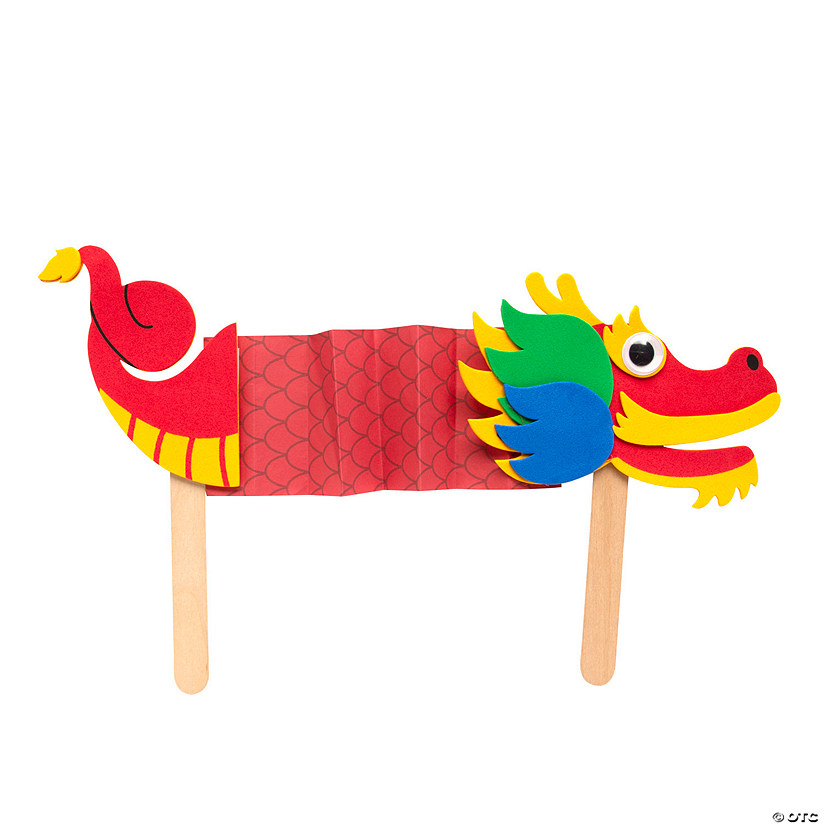 Lunar New Year of the Dragon Paper Puppet Craft Kit - Makes 12 Image