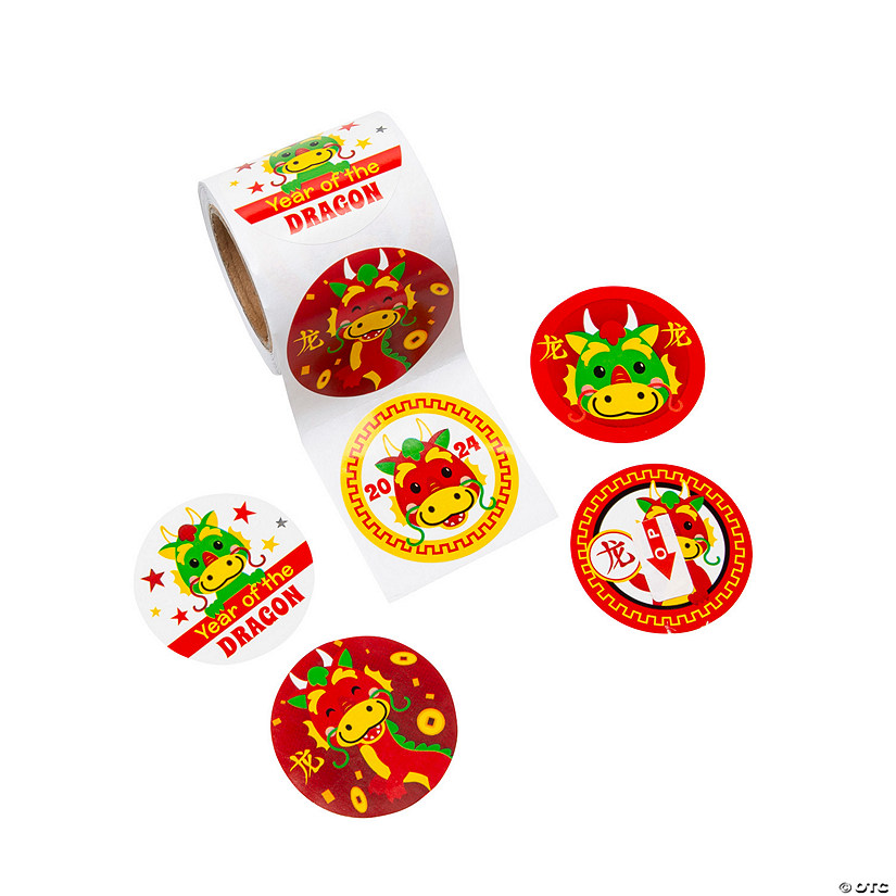 Lunar New Year of the Dragon Sticker Roll - 100 Pc. Image