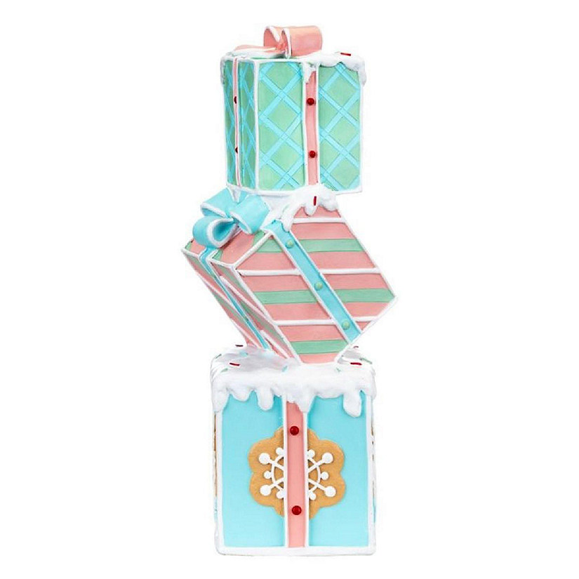 Luxe Light Decor 14" Pastel Stacking Christmas Gift Boxes, Polyresin Holiday Decor Image
