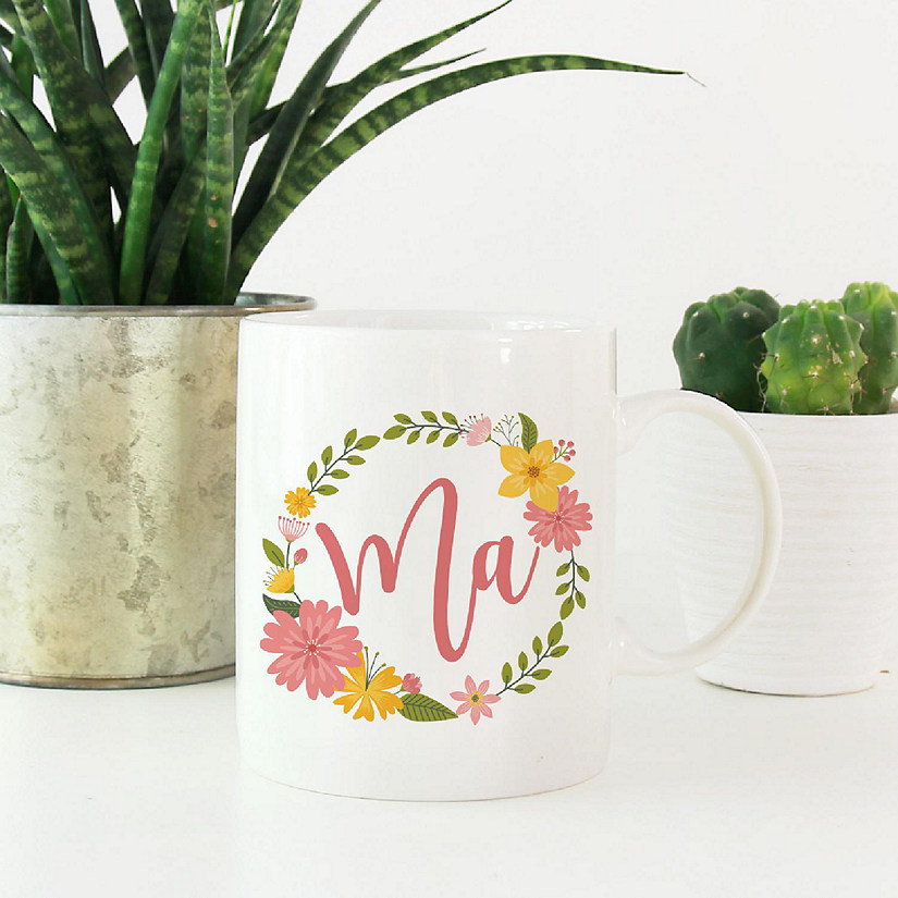 Ma Floral Wreath Ceramic Mug Image