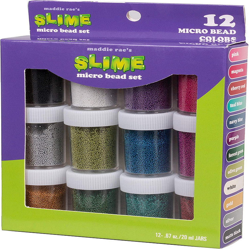 Maddie Rae's Slime Metallic Microbeads, Set of 12, (20g ea) Great for Slime, Caviar Nails, and Crafts Image