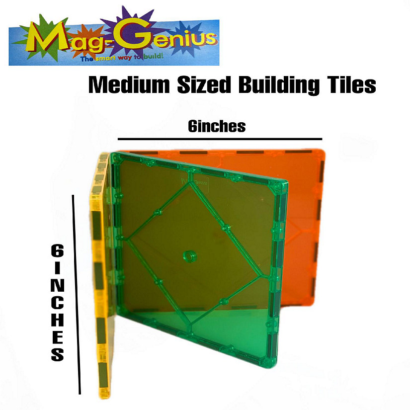 Mag-Genius Magnet Tiles 6" x 6" Building Magnetic Plate Set of 3 Colors STEM Image
