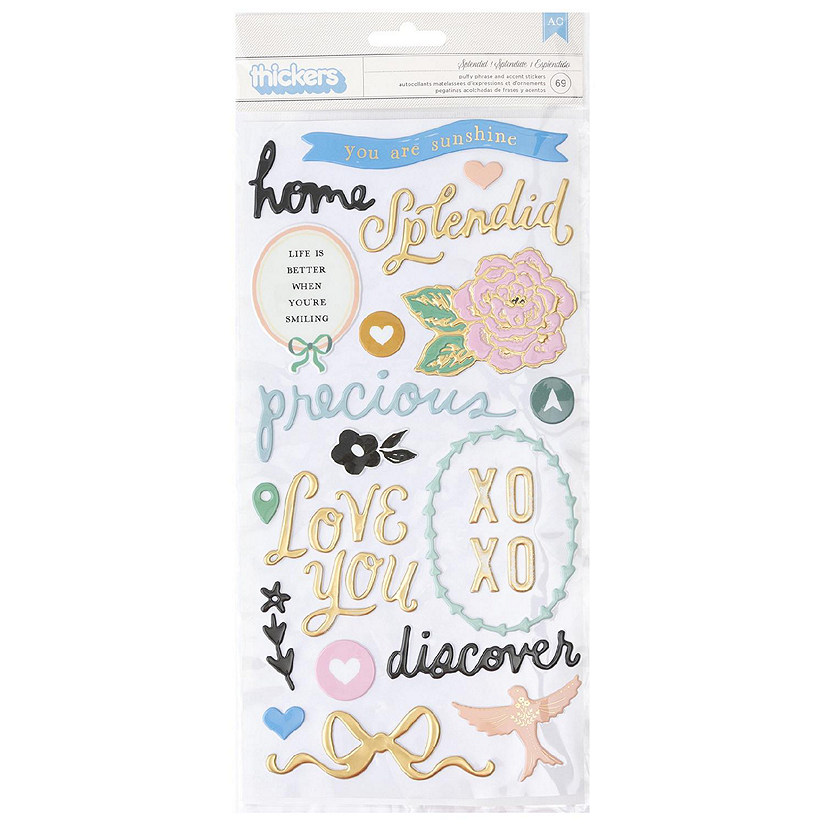 Maggie Holmes Parasol Thickers Stickers 69/Pkg-Splendid Phrase/Puffy Image