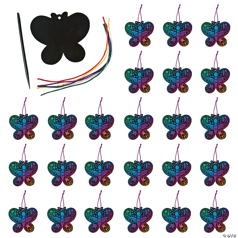 Magic Color Scratch Butterfly Ornaments - 24 Pc. Image