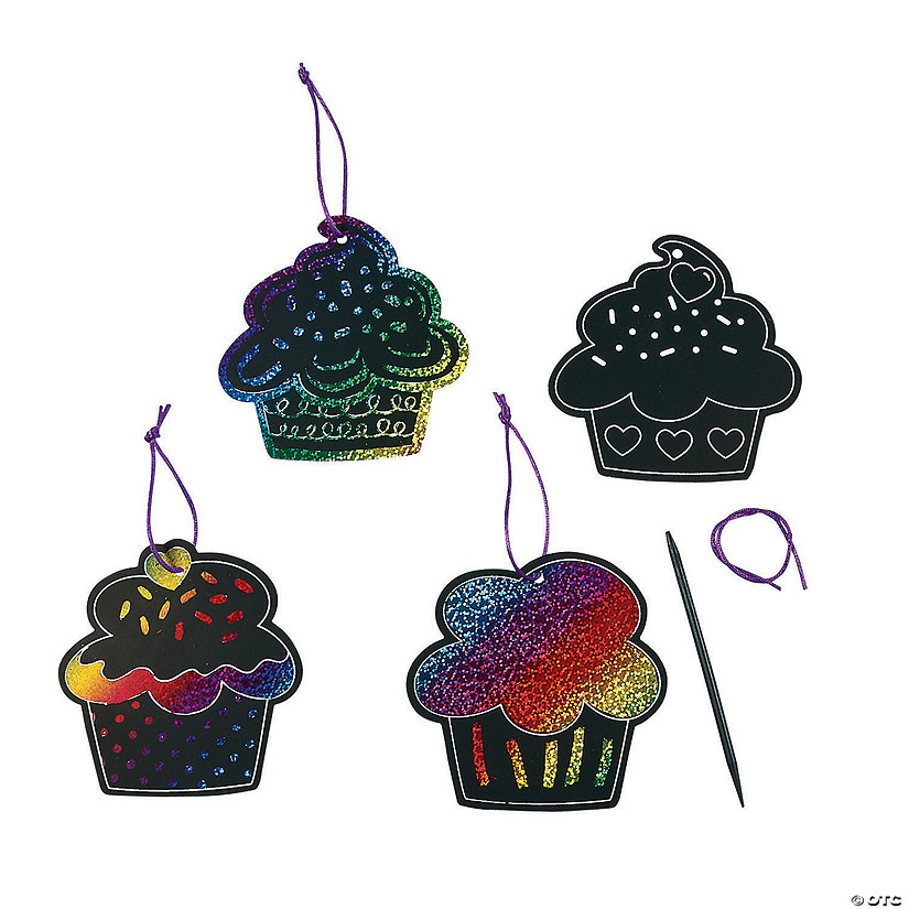 Magic Color Scratch Cupcake Ornaments - 24 Pc. Image